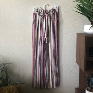 Striped wide leg pants